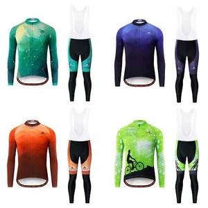 Miloto Men's Cycle Jersey Bib Tights Set Long Sleeve Cycling Clothing Padded Kit - Picture 1 of 16