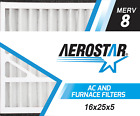 Aerostar 16x25x5 MERV 8 Furnace Air Filter, 3 Pack