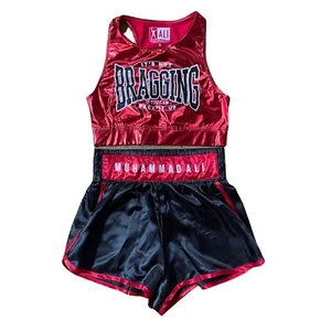 Muhammad Ali Womens Short Set Its Not Bragging If You Can Back It Up Red Size S - Picture 1 of 8