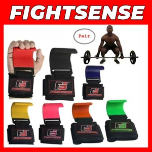 Heavy Duty Weight Lifting Steel Hooks Wrist Support Straps Power Gripper Pair - Picture 1 of 9