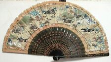 OLD SMALL CHINESE MILITARY BATTLE WATERCOLOR FAN PAINTING UNSIGNED