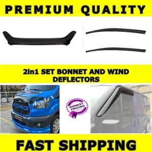 Ford Transit MK8 2014-2019 Wind Rain deflectors & Bonnet Deflector Protector Bra - Picture 1 of 7