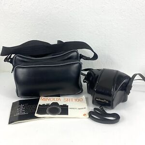 Minolta SR-T 100 35mm Film Camera & Rokkor-PF Lens + Carrying Case Owners Manual