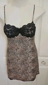 Morgan Taylor kurzes Nachthemd Negligee Animal Print Größe S verstellbare Träger  - Bild 1 von 9