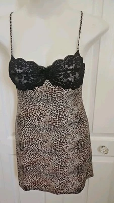Morgan Taylor Animal Print Short Nightgown Chemise Size Small Adjustable Straps  - Image 1 of 4