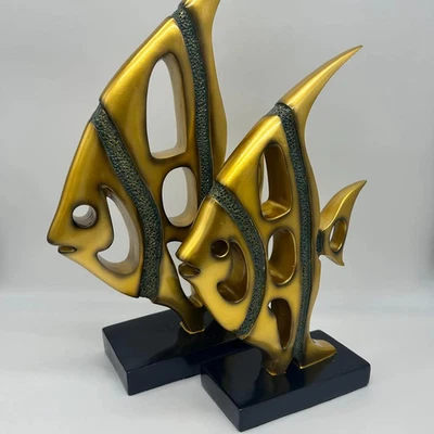 Juego de 2 estatuillas decorativas de peces dorados decoración de mesa Foto 1 de 4