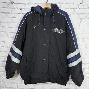 Vintage 90s Starter Dallas Cowboys Hooded Puffer Jacket XXL Quilt Lined Parka 80s - Bild 1 von 19