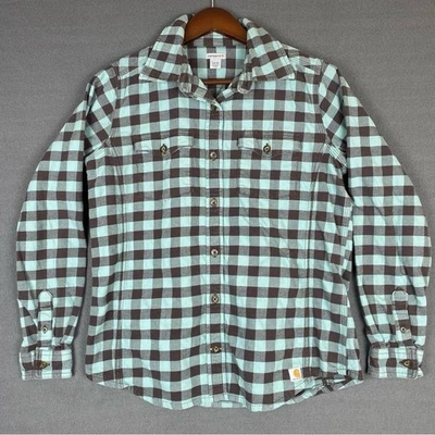 Carhartt Flannel Shirt Women's Small Plaid Button Up Outdoor Workwear - Image 1 of 4