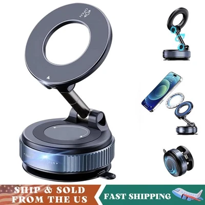 360° Vacuum Strong Magnetic Phone Holder Suction Cup Car Stand Foldable Mount - Image 1 of 4