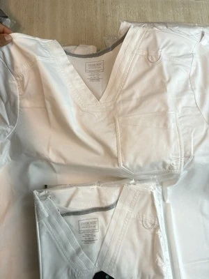 Revolution by Cherokee Workwear Men's Mesh Trim Scrub Top White XL New - Image 1 of 2