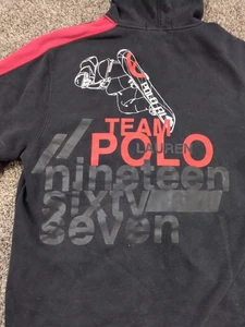Vintage Polo Ralph Lauren Team Snowboarding Med Black Graphic Hoody Active Ski - Picture 1 of 8