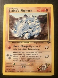 Blaine's Rhyhorn 65/132 Pokemon Gym Challenge Regular LP - Picture 1 of 2