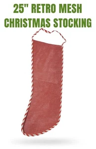 25" MALLA NAVIDAD MEDIAS Red Roja Colgante Juguete Relleno Calcetín Largo Regalo Bolsa Grande  - Imagen 1 de 4