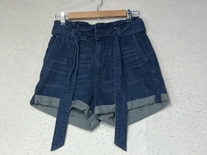 Express Jean Shortie Shorts Womens Size 2 Super High Rise Stretch Paper bag - Picture 1 of 12