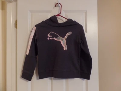 Niña, PUMA, Sudadera con Capucha, Gris con Borde Rosa, Talla: M 8/10, Excelente Con Foto 1 de 4