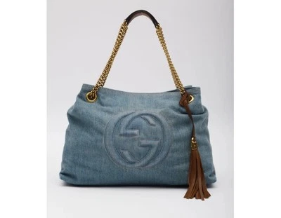 Bolso de Hombro Gucci Soho Disco Mediano Azul Denim/Cuero Foto 1 de 4