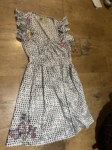 Fit And Flare Ladies Black Polka Dot Dress By Laura For Topshop Size Medium - Picture 1 of 15