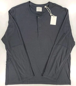 NEW Billy Reid Henley Shirt Mens 2XL XXL Indigo Blue Long Sleeve Casual NWT $98 - Picture 1 of 7
