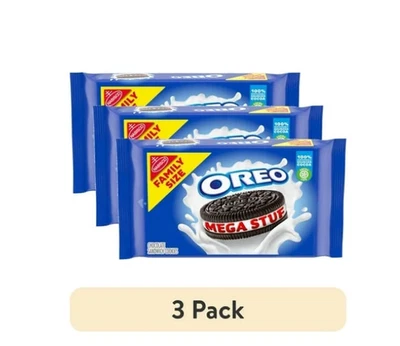 (Paquete de 3) Galletas sándwich de chocolate OREO Mega Stuf, tamaño familiar, 17,6 oz Foto 1 de 4
