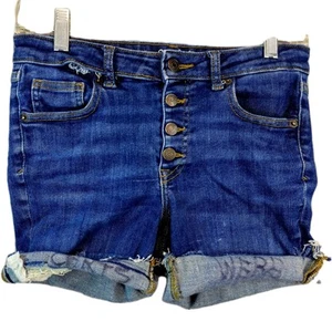 Cat &Jack Jean Cut-Off Shorts Bermuda Low-rise W28" Blue Snap Button Fly Stretch - Picture 1 of 14