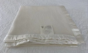 Vintage Onkaparinga Cream Pure Australian Merino Wool Cot Blanket 165cm x 120cm - Picture 1 of 18
