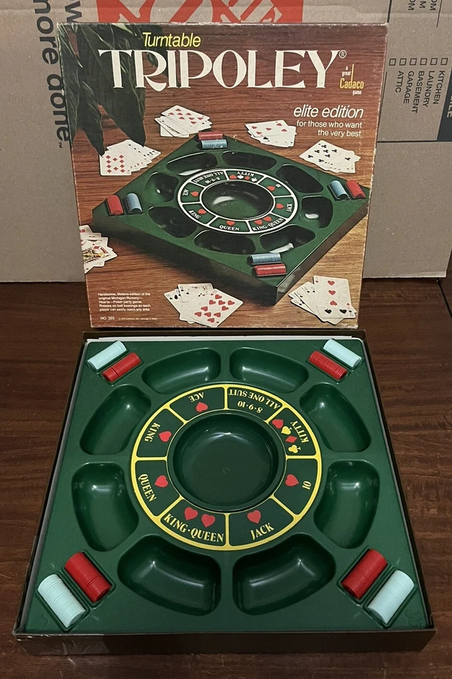 1976 Turntable Tripoley Elite Edition Poker Party Game Cadaco Rotating No Cards - Image 1 of 3