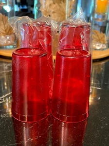 Set 6 bicchieri da cucina in plastica vintage durevoli 10 oz rosso rubino - Foto 1 di 3
