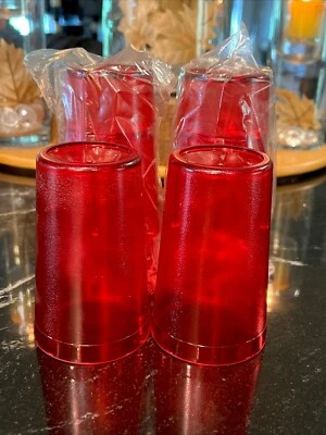 Set of 6 Durable Vintage Plastic Glasses Cups Restaurant Tumblers 10oz Ruby Red - Image 1 of 3