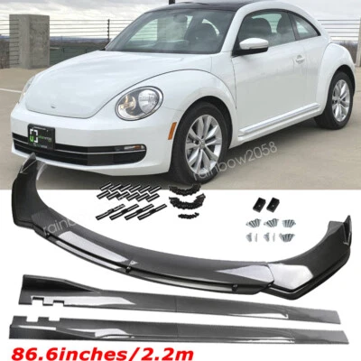 For VW Volkswagen Beetle Car Carbon Style  Front Bumper Lip Splitter+Side Skirts Foto 1 de 4