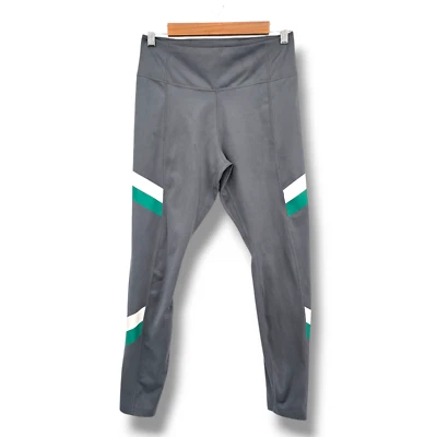 Leggings Nike Feminina Dri-Fit Detalhe Listrado Cinza Branco Verde Tamanho Médio - Imagem 1 de 4