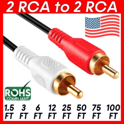 CMPLE 2 RCA Audio Cable Dual RCA Stereo Speaker Cord 2 RCA Male Lead TV Amplifier