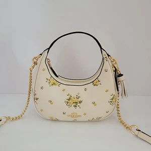 Mini Bandolera Coach CAK90 Carmen Estampado Floral Cuero Repujado Bolso de Mano Tiza - Imagen 1 de 8