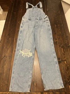 American Eagle Ripped Denim Baggy Dad Overalls, Size M, Brand New W Tags - Picture 1 of 13
