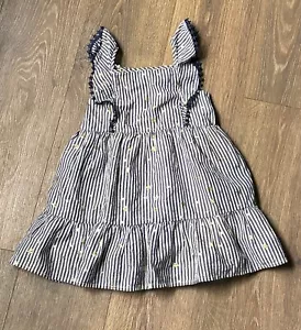 Cat and Jack Mädchen Kleid blau/weiß Streifen glitzernd metallic Sterne/Streifen, 4T - Bild 1 von 8