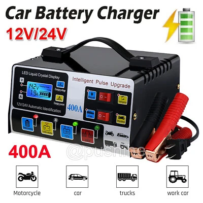 400A Smart Battery Charger 12V/24V Automatic Pulse Repair Car Battery Charger US Foto 1 de 4