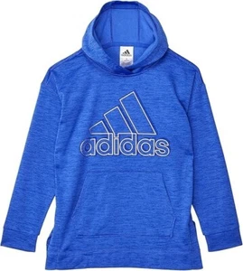 Adidas Girls' Badge of Sport Mélange Fleece Pullover Hoodie Sonic Ink Size XL 12 - Picture 1 of 8