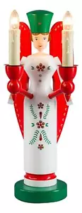 Figurine Natale Angelo El. Illuminato Altezza 26cm Nuovo Figura IN Legno - Foto 1 di 1