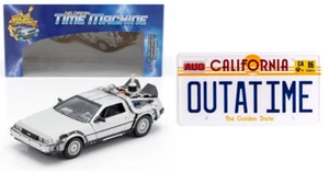 DeLorean Back to the Future 2 + matrícula metálica 1:24 coche modelo PF08 - Imagen 1 de 6
