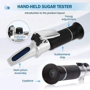Brix Refractometer with ATC Handheld Honey Refractometer Accurate Brix - Picture 1 of 11