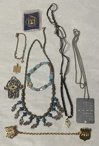 LOT OF JUDAICA ISRAEL ENAMEL HAMSA  JEWELRY DANIELLE STEVENS DOG TAG MENORAH +++ - Picture 1 of 9