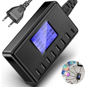 USB Ladegerät, 60W 8 Ports USB Ladestation 12A USB C für mehrere Geräte - Bild 1 von 15