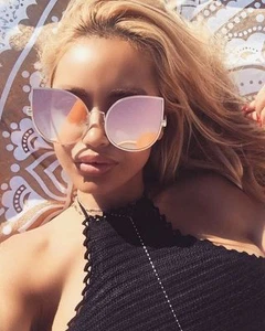 Vintage Cat Eye abgerundetes Metallgestell große übergroße große Gläser Damen Sonnenbrille - Bild 1 von 25