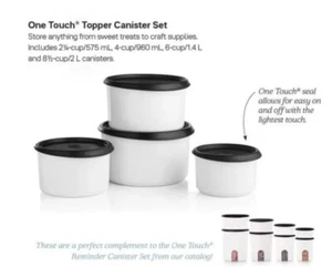 Tupperware One-Touch Topper Kanister 4er Set weiß mit schwarzen Dichtungen - Bild 1 von 1