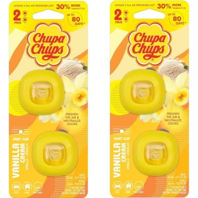 Chupa Chups Clip de ventilación para automóvil, ambientador | Crema de vainilla | Paquete de 2, 4 clips en total Foto 1 de 2