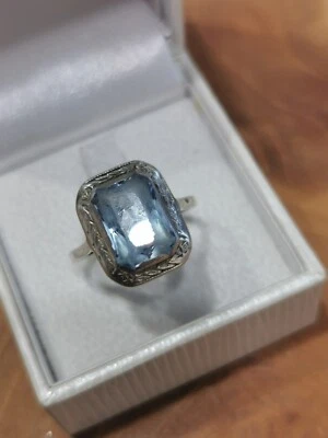 Anello 950 Argento Con Topazio Blu IN Misura 58 3,7 Grammi - Immagine 1 di 4