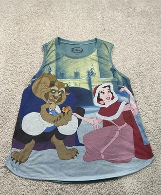 Vintage Juniors Disney Beauty and The Beast Sleeveless Graphic Tank Top Shirt XL - Image 1 of 4