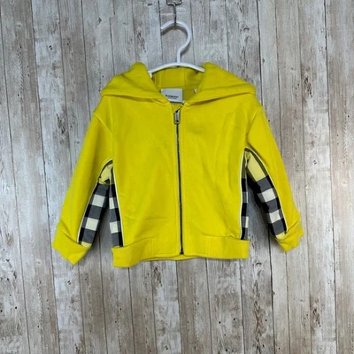 Sudadera con capucha amarilla Burberry London England para niños a cuadros talla 18M Foto 1 de 4