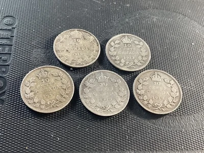 1912 AND 1913 AND 1917 AND 1918 AND 1919 Canada 10 Cents SILVER Dimes # 386 - Image 1 of 2