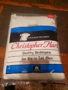 Christopher Hart Players CREW Neck Cotton T-Shirts White (2 -pack) Big and Tall - Picture 1 of 4