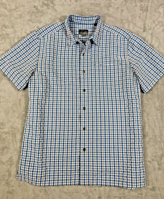 Royal Robbins Button Up Shirt Mens L Gray Blue Plaid Short Sleeve Standard Fit - Image 1 of 4
